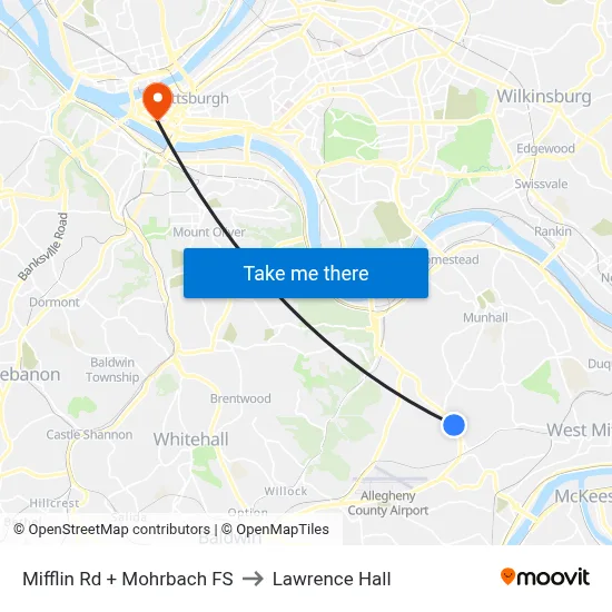 Mifflin Rd + Mohrbach FS to Lawrence Hall map