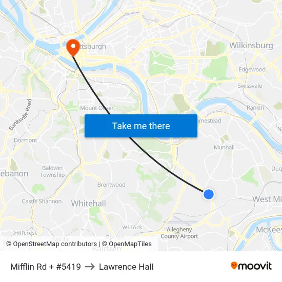 Mifflin Rd + #5419 to Lawrence Hall map