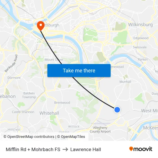 Mifflin Rd + Mohrbach FS to Lawrence Hall map