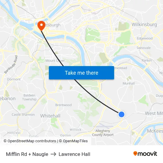 Mifflin Rd + Naugle to Lawrence Hall map