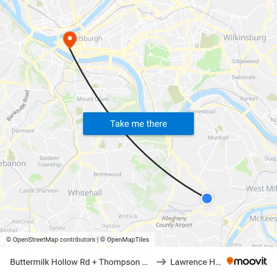 Buttermilk Hollow Rd + Thompson Run to Lawrence Hall map