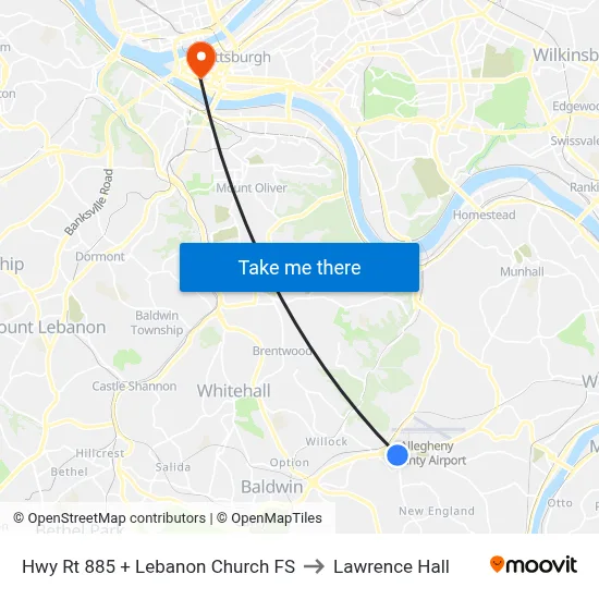 Hwy Rt 885 + Lebanon Church FS to Lawrence Hall map