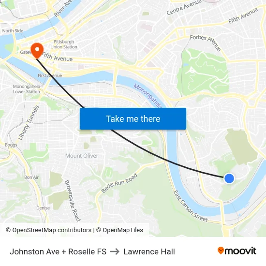 Johnston Ave + Roselle FS to Lawrence Hall map