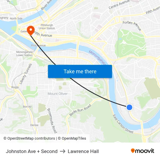 Johnston Ave + Second to Lawrence Hall map