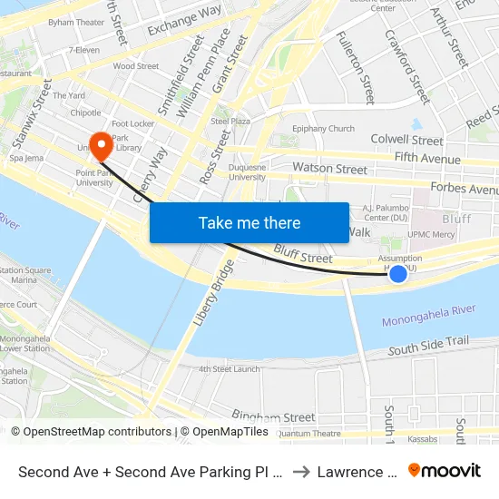 Second Ave + Second Ave Parking Pl (#1250) to Lawrence Hall map