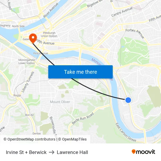 Irvine St + Berwick to Lawrence Hall map