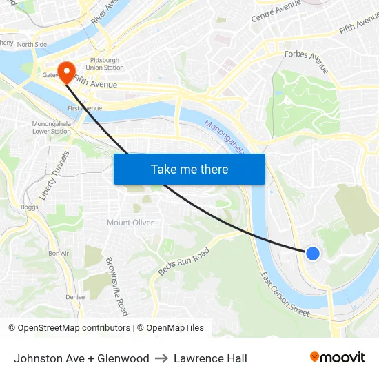 Johnston Ave + Glenwood to Lawrence Hall map