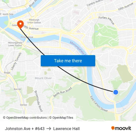 Johnston Ave + #643 to Lawrence Hall map