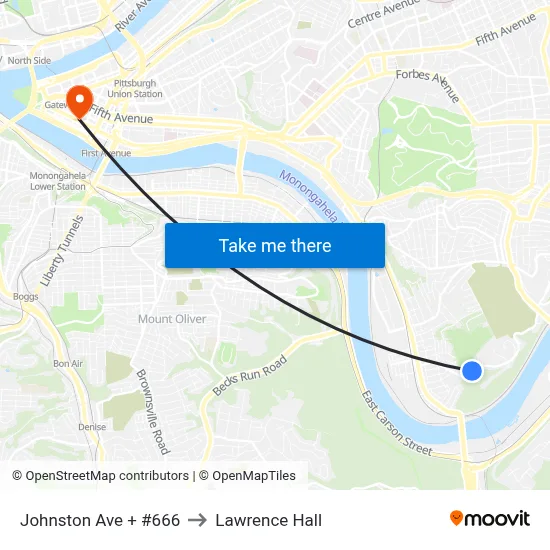 Johnston Ave + #666 to Lawrence Hall map