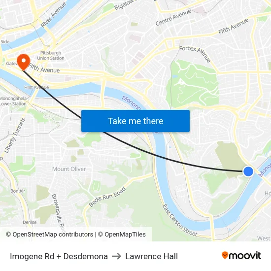 Imogene Rd + Desdemona to Lawrence Hall map
