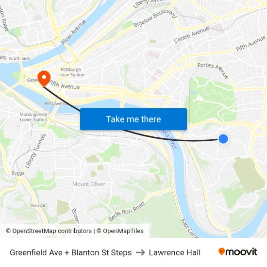 Greenfield Ave + Blanton St Steps to Lawrence Hall map