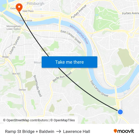 Ramp St Bridge + Baldwin to Lawrence Hall map