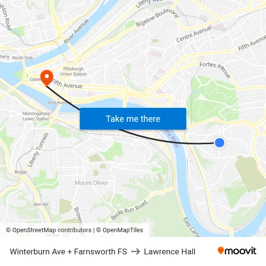 Winterburn Ave + Farnsworth FS to Lawrence Hall map