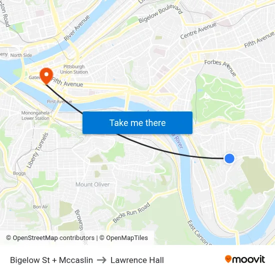 Bigelow St + Mccaslin to Lawrence Hall map