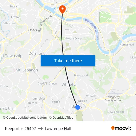 Keeport + #5407 to Lawrence Hall map