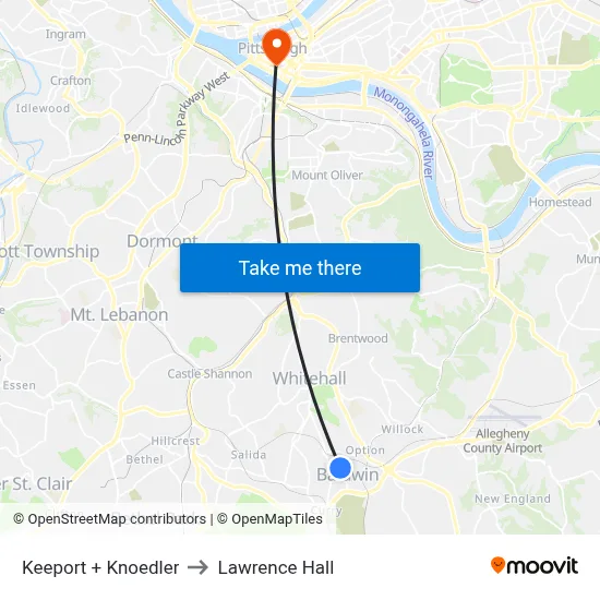 Keeport + Knoedler to Lawrence Hall map