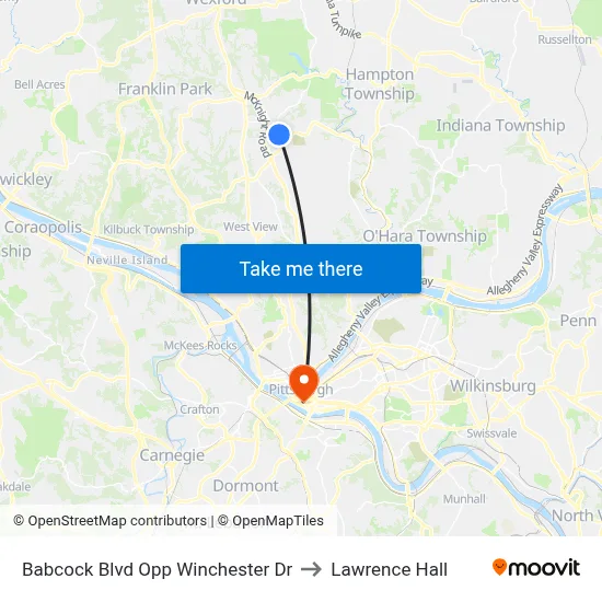 Babcock Blvd Opp Winchester Dr to Lawrence Hall map