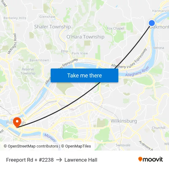 Freeport Rd + #2238 to Lawrence Hall map