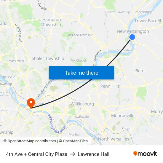 4th Ave + Central City Plaza to Lawrence Hall map