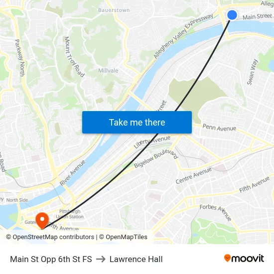 Main St Opp 6th St FS to Lawrence Hall map