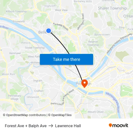 Forest Ave + Balph Ave to Lawrence Hall map