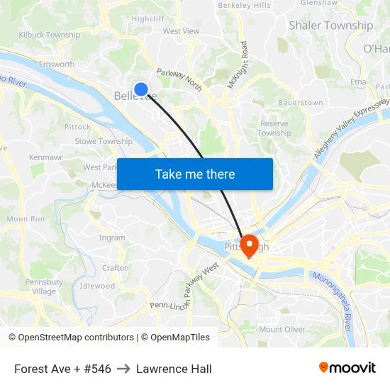 Forest Ave + #546 to Lawrence Hall map