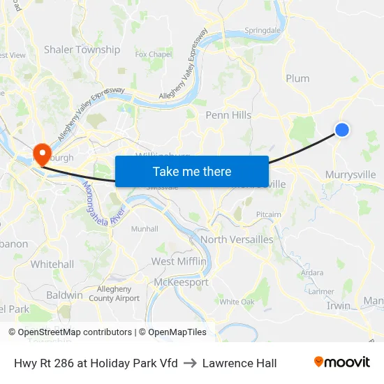 Hwy Rt 286 at Holiday Park Vfd to Lawrence Hall map