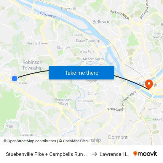 Stuebenville Pike + Campbells Run FS to Lawrence Hall map