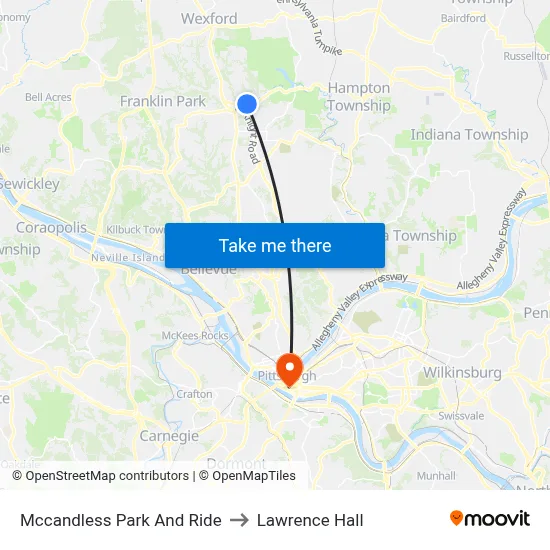 Mccandless Park And Ride to Lawrence Hall map