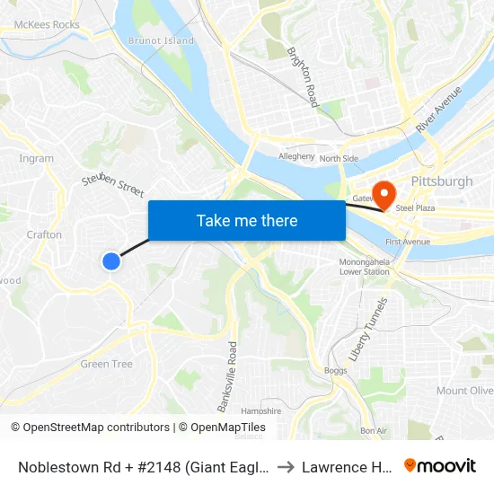 Noblestown Rd + #2148 (Giant Eagle) to Lawrence Hall map
