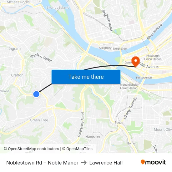 Noblestown Rd + Noble Manor to Lawrence Hall map