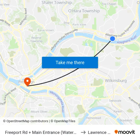 Freeport Rd + Main Entrance (Waterworks) to Lawrence Hall map