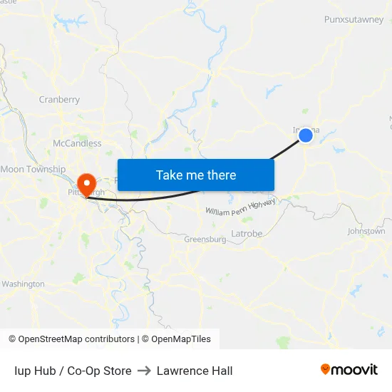 Iup Hub / Co-Op Store to Lawrence Hall map
