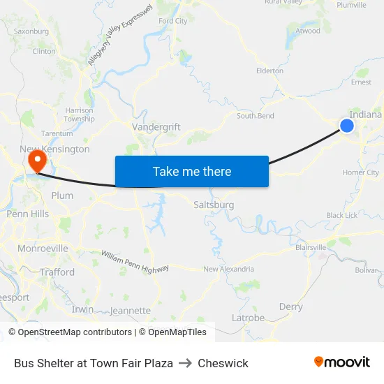 Bus Shelter at Town Fair Plaza to Cheswick map