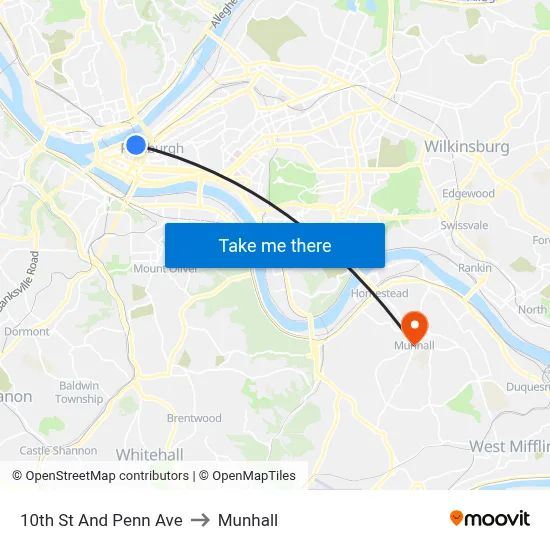 10th St And Penn Ave to Munhall map