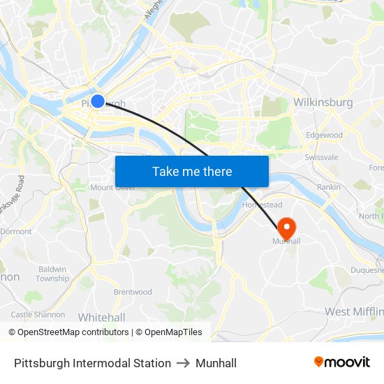 Pittsburgh Intermodal Station to Munhall map