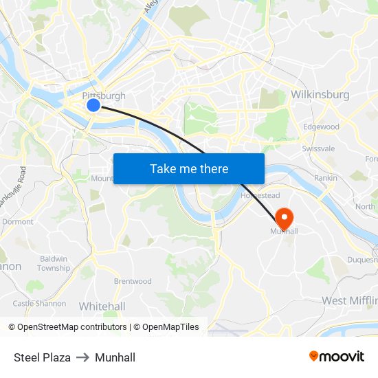 Steel Plaza to Munhall map