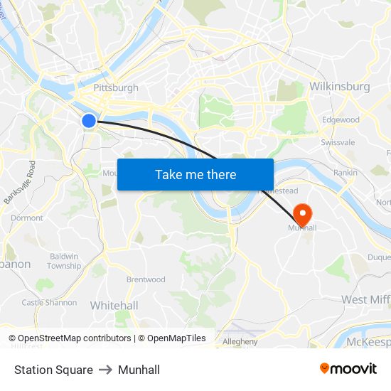 Station Square to Munhall map