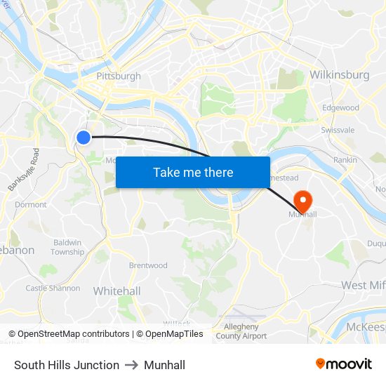 South Hills Junction to Munhall map