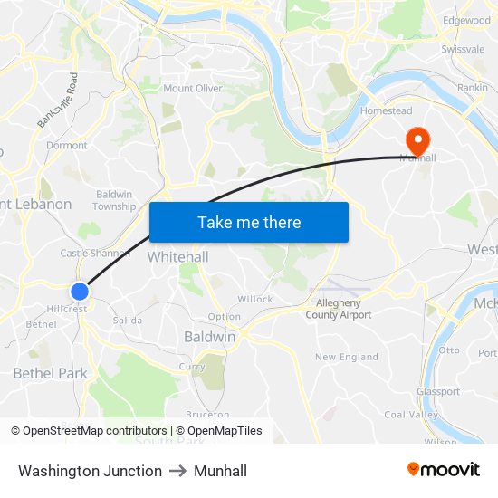 Washington Junction to Munhall map