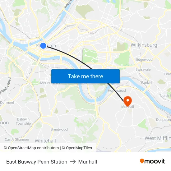 East Busway Penn Station to Munhall map