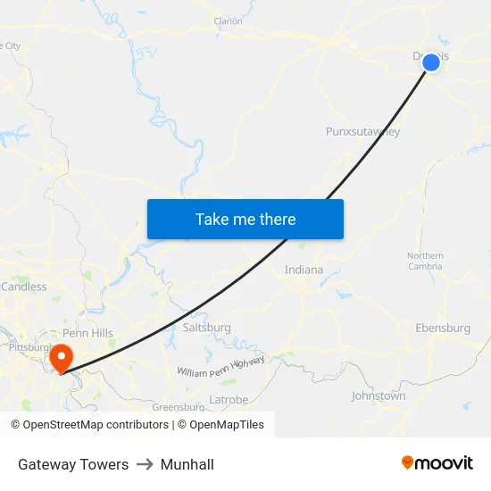 Gateway Towers to Munhall map