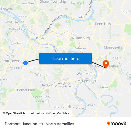 Dormont Junction to North Versailles map