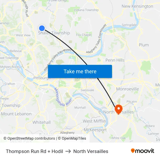 Thompson Run Rd + Hodil to North Versailles map