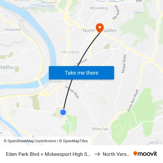 Eden Park Blvd + Mckeesport High School Drvwy to North Versailles map