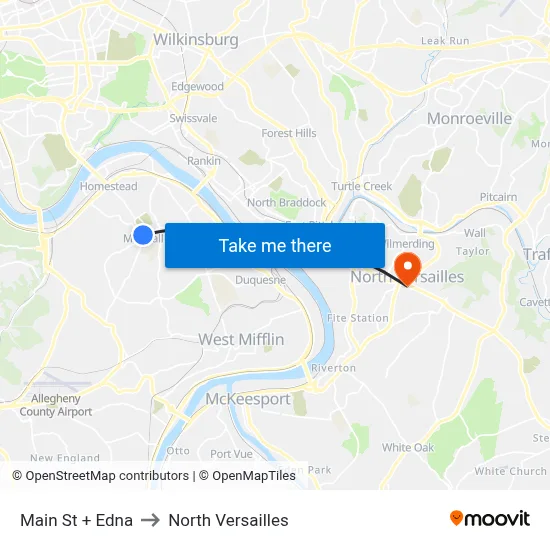 Main St + Edna to North Versailles map