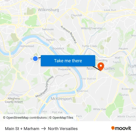 Main St + Marham to North Versailles map