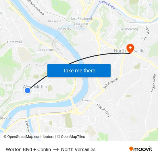 Worton Blvd + Conlin to North Versailles map