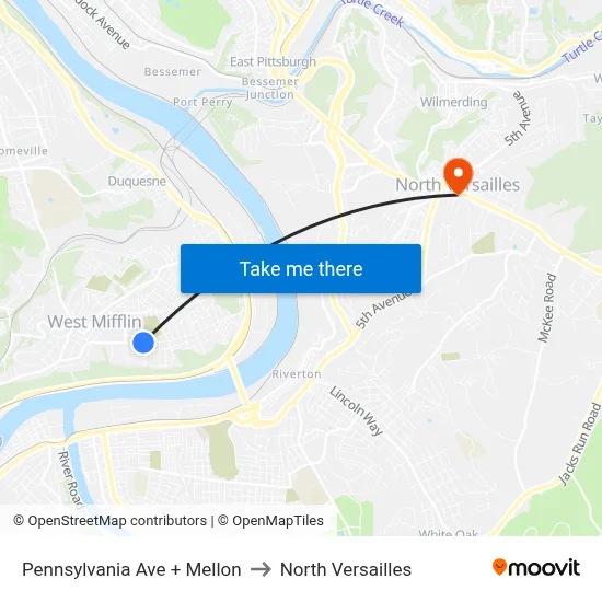 Pennsylvania Ave + Mellon to North Versailles map