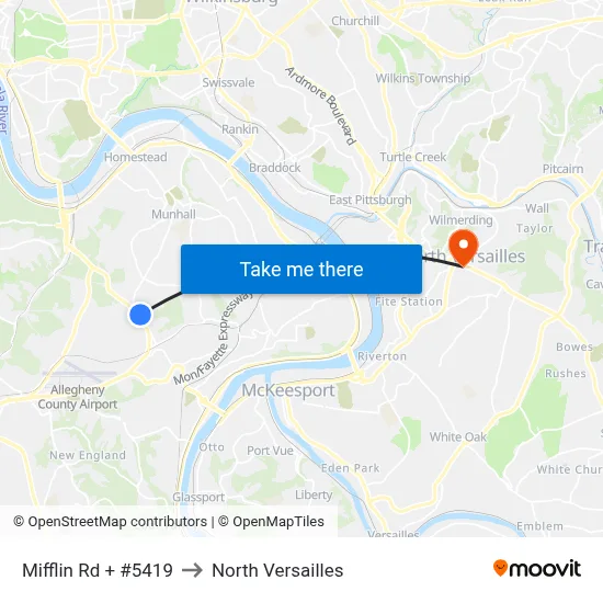 Mifflin Rd + #5419 to North Versailles map